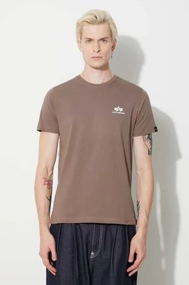Alpha Industries t-shirt bawełniany Basic T Small Logo męski kolor beżowy gładki 188505.183