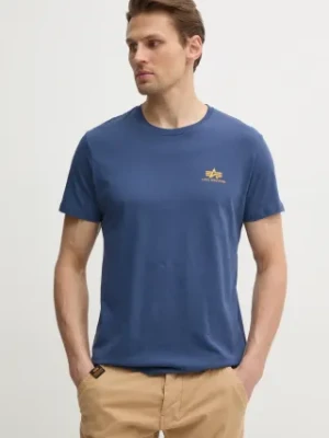 Alpha Industries t-shirt bawełniany Basic T Small Logo męski kolor granatowy z nadrukiem 188505.435
