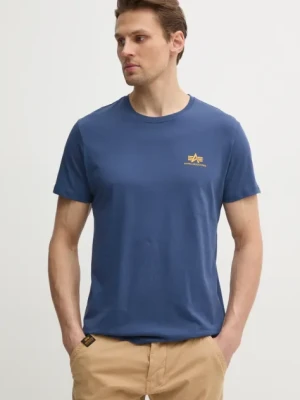 Alpha Industries t-shirt bawełniany Basic T Small Logo męski kolor granatowy z nadrukiem 188505.435