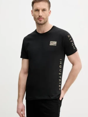 Alpha Industries t-shirt bawełniany Camo Sleeve T męski kolor czarny z nadrukiem 156522