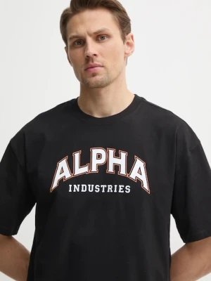 Alpha Industries t-shirt bawełniany College męski kolor czarny z nadrukiem 146501