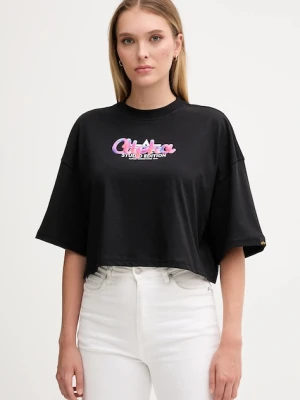 Alpha Industries t-shirt bawełniany damski kolor czarny 258064.03