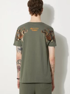 Alpha Industries t-shirt bawełniany Dragon kolor zielony z nadrukiem 136506.142-ZIELONY