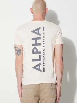 Alpha Industries t-shirt bawełniany kolor beżowy z nadrukiem 128507.578-JetStreamW