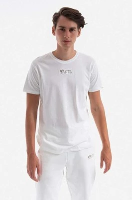 Alpha Industries t-shirt bawełniany kolor biały z nadrukiem 118529.626-BIALY