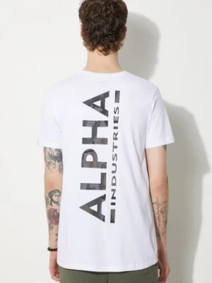 Alpha Industries t-shirt bawełniany kolor biały z nadrukiem 128507CP.573-BIALY