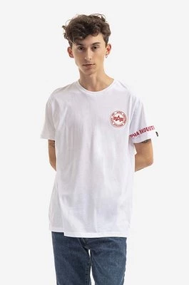 Alpha Industries t-shirt bawełniany kolor biały z nadrukiem 128534.09-BIALY
