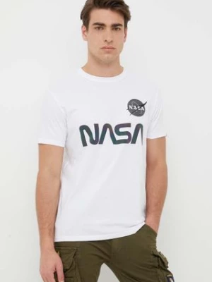 Alpha Industries t-shirt bawełniany kolor biały z nadrukiem 178501RR.09-White