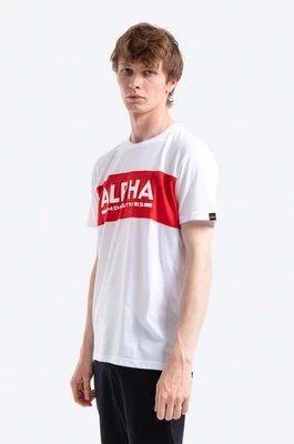 Alpha Industries t-shirt bawełniany kolor biały z nadrukiem 186505.09-BIALY