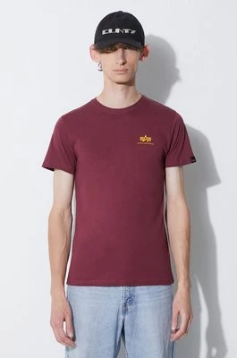 Alpha Industries t-shirt bawełniany kolor bordowy z nadrukiem 188505.184-Burgundy