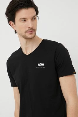Alpha Industries t-shirt bawełniany kolor czarny gładki 106513.03-Black