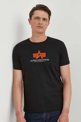 Alpha Industries t-shirt bawełniany kolor czarny wzorzysty