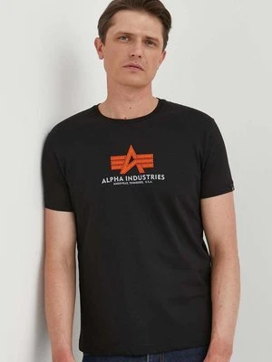 Alpha Industries t-shirt bawełniany kolor czarny wzorzysty