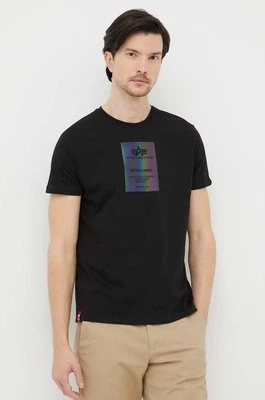 Alpha Industries t-shirt bawełniany kolor czarny z nadrukiem 126501RR.03-Black