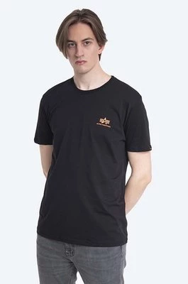 Alpha Industries t-shirt bawełniany kolor czarny z nadrukiem 128507RP.614-CZARNY