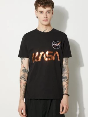 Alpha Industries t-shirt bawełniany kolor czarny z nadrukiem 178501.209-CZARNY