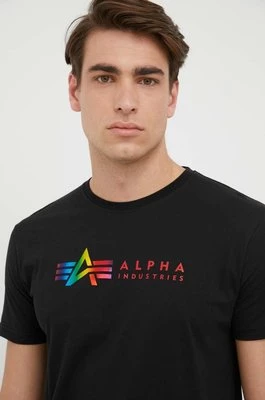 Alpha Industries t-shirt bawełniany kolor czarny z nadrukiem