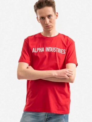 Alpha Industries t-shirt bawełniany kolor czerwony z nadrukiem 116512.451-CZERWONY