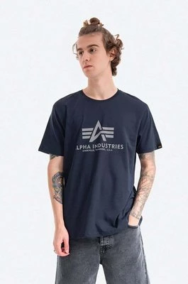 Alpha Industries t-shirt bawełniany kolor granatowy z nadrukiem 100501RP.07-GRANATOWY