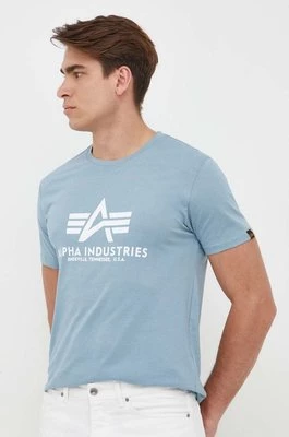 Alpha Industries t-shirt bawełniany kolor niebieski z nadrukiem