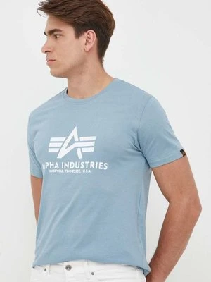 Alpha Industries t-shirt bawełniany kolor niebieski z nadrukiem