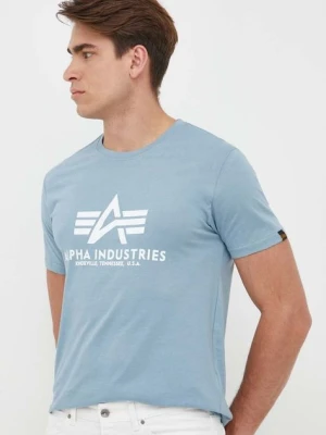 Alpha Industries t-shirt bawełniany kolor niebieski z nadrukiem