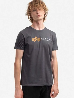 Alpha Industries t-shirt bawełniany kolor szary z nadrukiem 118502.136-SZARY