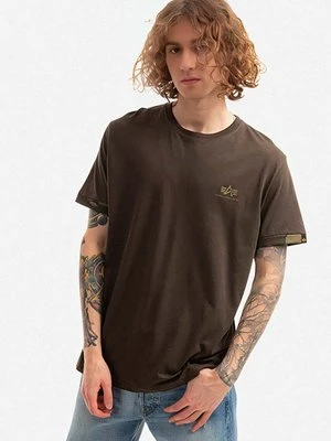 Alpha Industries t-shirt bawełniany kolor zielony gładki 106509.415-ZIELONY