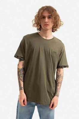 Alpha Industries t-shirt bawełniany kolor zielony gładki 106509.634-ZIELONY