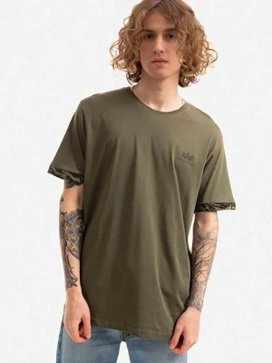 Alpha Industries t-shirt bawełniany kolor zielony gładki 106509.634-ZIELONY