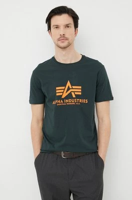 Alpha Industries t-shirt bawełniany kolor zielony z nadrukiem 100501.353-DarkPetrol