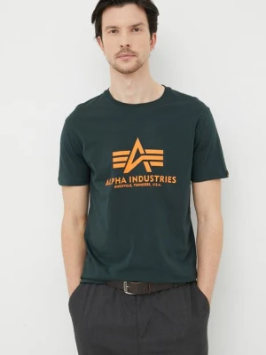 Alpha Industries t-shirt bawełniany kolor zielony z nadrukiem 100501.353-DarkPetrol
