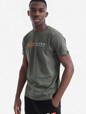 Alpha Industries t-shirt bawełniany kolor zielony z nadrukiem 118502.142-ZIELONY