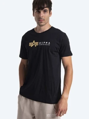 Alpha Industries t-shirt bawełniany Label kolor czarny z nadrukiem 118502FP 03 118502FP.03-CZARNY