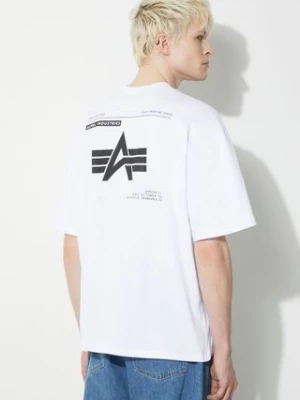 Alpha Industries t-shirt bawełniany Logo BP męski kolor biały gładki 146507