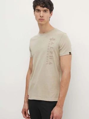 Alpha Industries t-shirt bawełniany męski kolor beżowy wzorzysty 138500