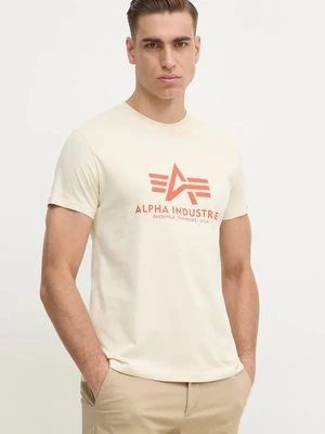 Alpha Industries t-shirt bawełniany męski kolor beżowy z nadrukiem 100501CB