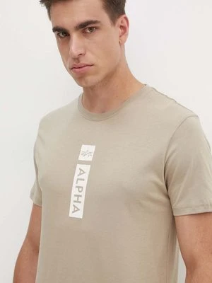 Alpha Industries t-shirt bawełniany męski kolor beżowy z nadrukiem 146509