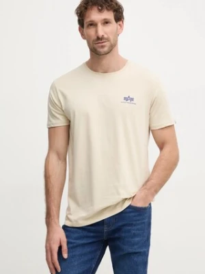 Alpha Industries t-shirt bawełniany męski kolor beżowy z nadrukiem