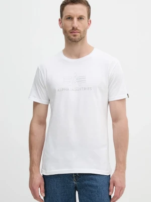 Alpha Industries t-shirt bawełniany męski kolor biały z aplikacją 148525.528