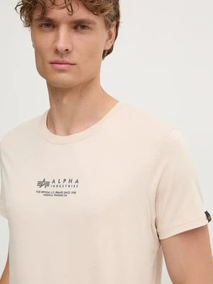 Alpha Industries t-shirt bawełniany męski kolor biały z nadrukiem 108501