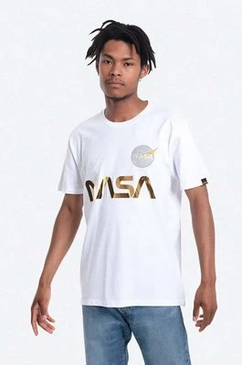 Alpha Industries t-shirt bawełniany męski kolor biały z nadrukiem 178501.438-BIALY