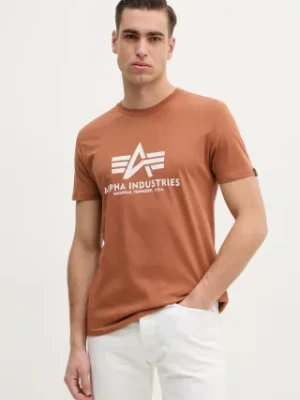 Alpha Industries t-shirt bawełniany męski kolor brązowy z nadrukiem