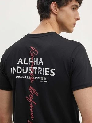 Alpha Industries t-shirt bawełniany męski kolor czarny z nadrukiem 148516