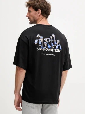 Alpha Industries t-shirt bawełniany męski kolor czarny z nadrukiem 156553.03