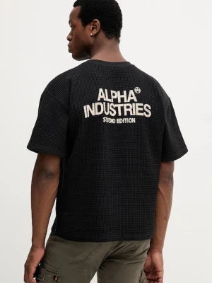 Alpha Industries t-shirt bawełniany męski kolor czarny z nadrukiem 258502.03