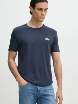 Alpha Industries t-shirt bawełniany męski kolor niebieski z aplikacją 148523