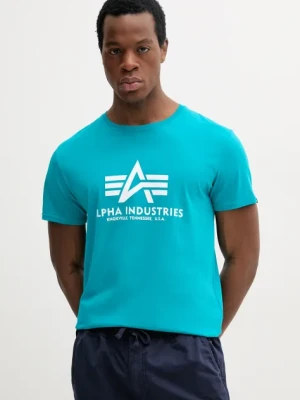 Alpha Industries t-shirt bawełniany męski kolor niebieski z nadrukiem