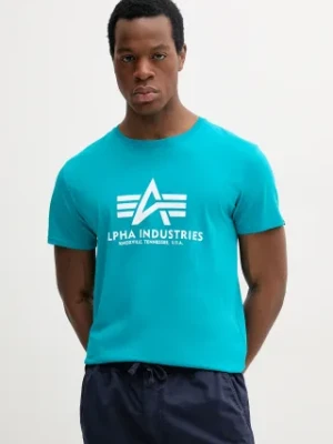 Alpha Industries t-shirt bawełniany męski kolor niebieski z nadrukiem