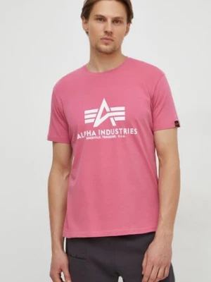 Alpha Industries t-shirt bawełniany męski kolor różowy z nadrukiem